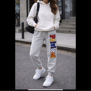Privileged Chenille Logo Screenshot Jogger Sweatpants Streetwear Gray S